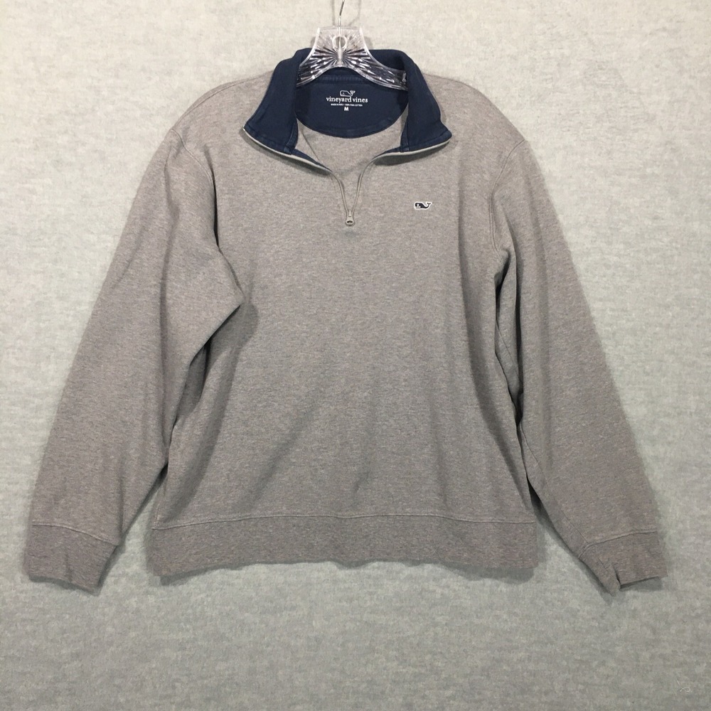 Vineyard Vines Mens Medium Gray 1/4 Zip Pullover Pima Cotton Sweatshirt